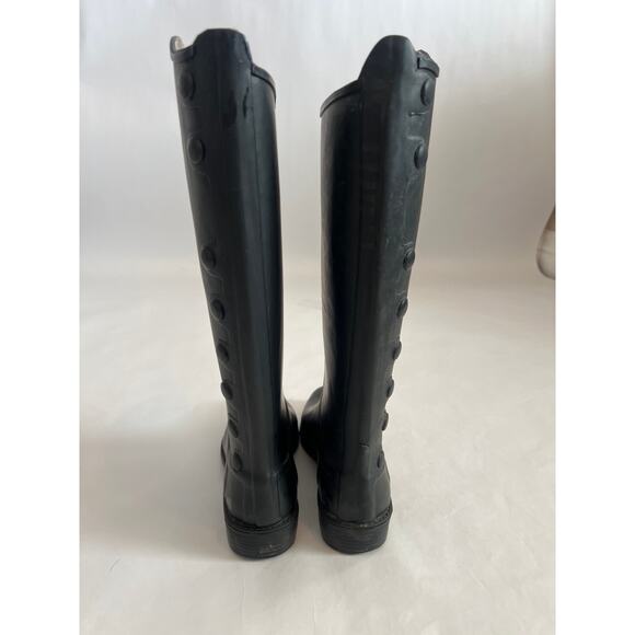 SAM EDELMAN XENIA WOMENS TALL RUBBER RAIN BOOTS WELLIES BLACK TAN SIZE 7M - Picture 7 of 12